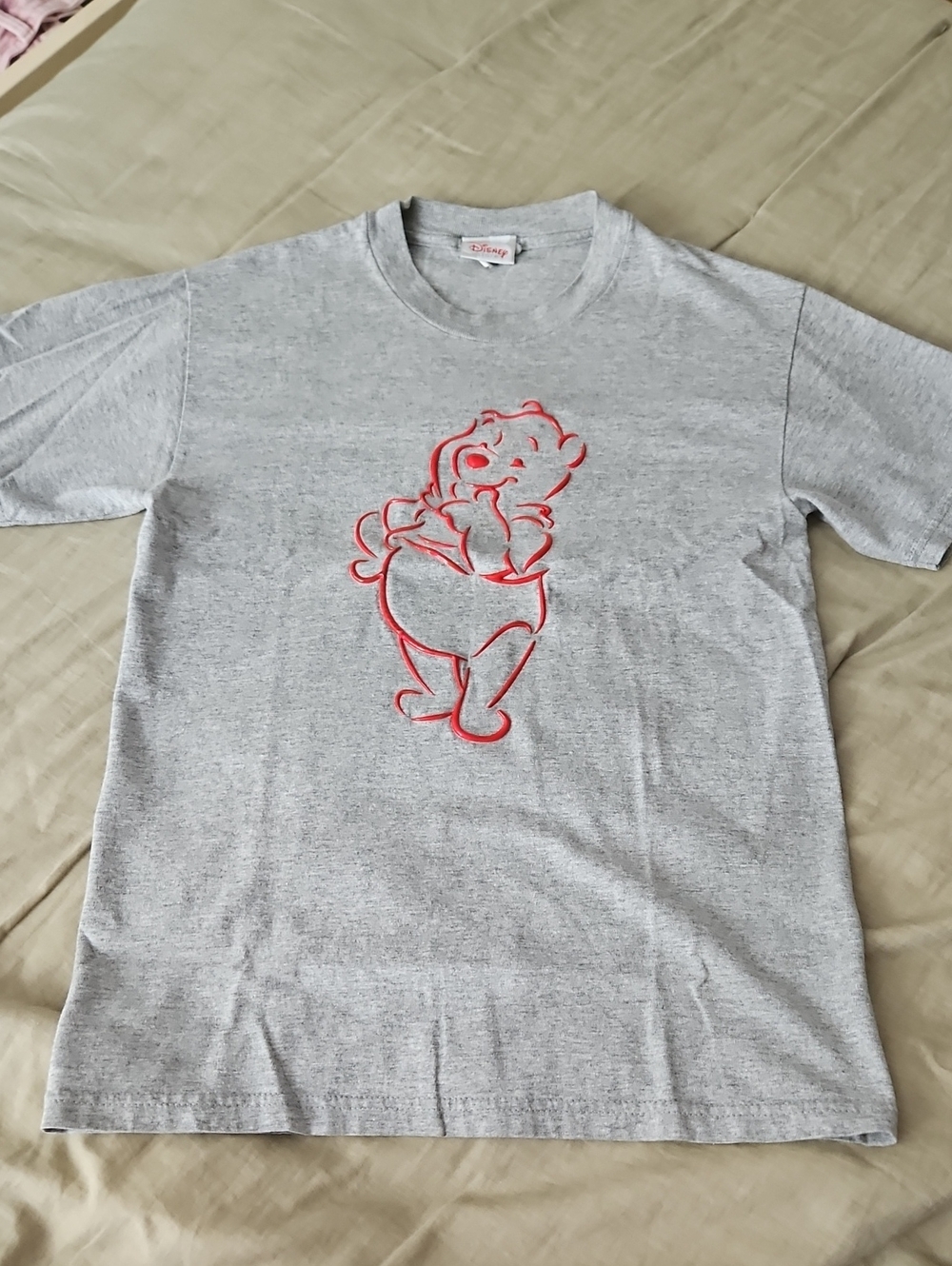 Disney Grey Tee with Red Winnie the Pooh Outline
